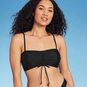 Xhilaration Black Ruched Bikini Top NWT